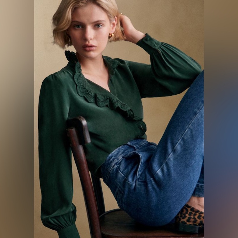 Like New! Sézane Chlo Silk Shirt 42